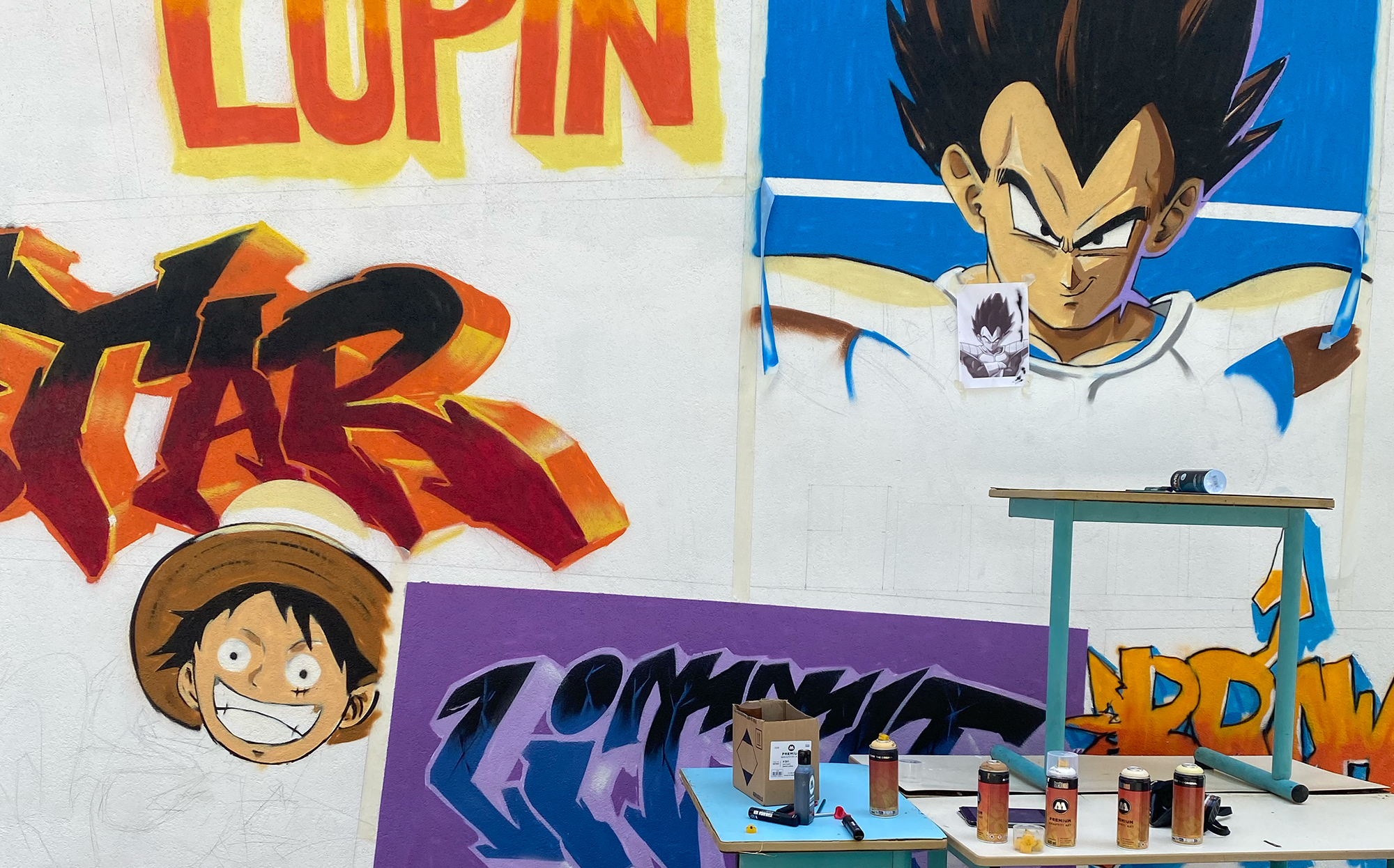 Détail de la fresque — personnage Feu/Terre