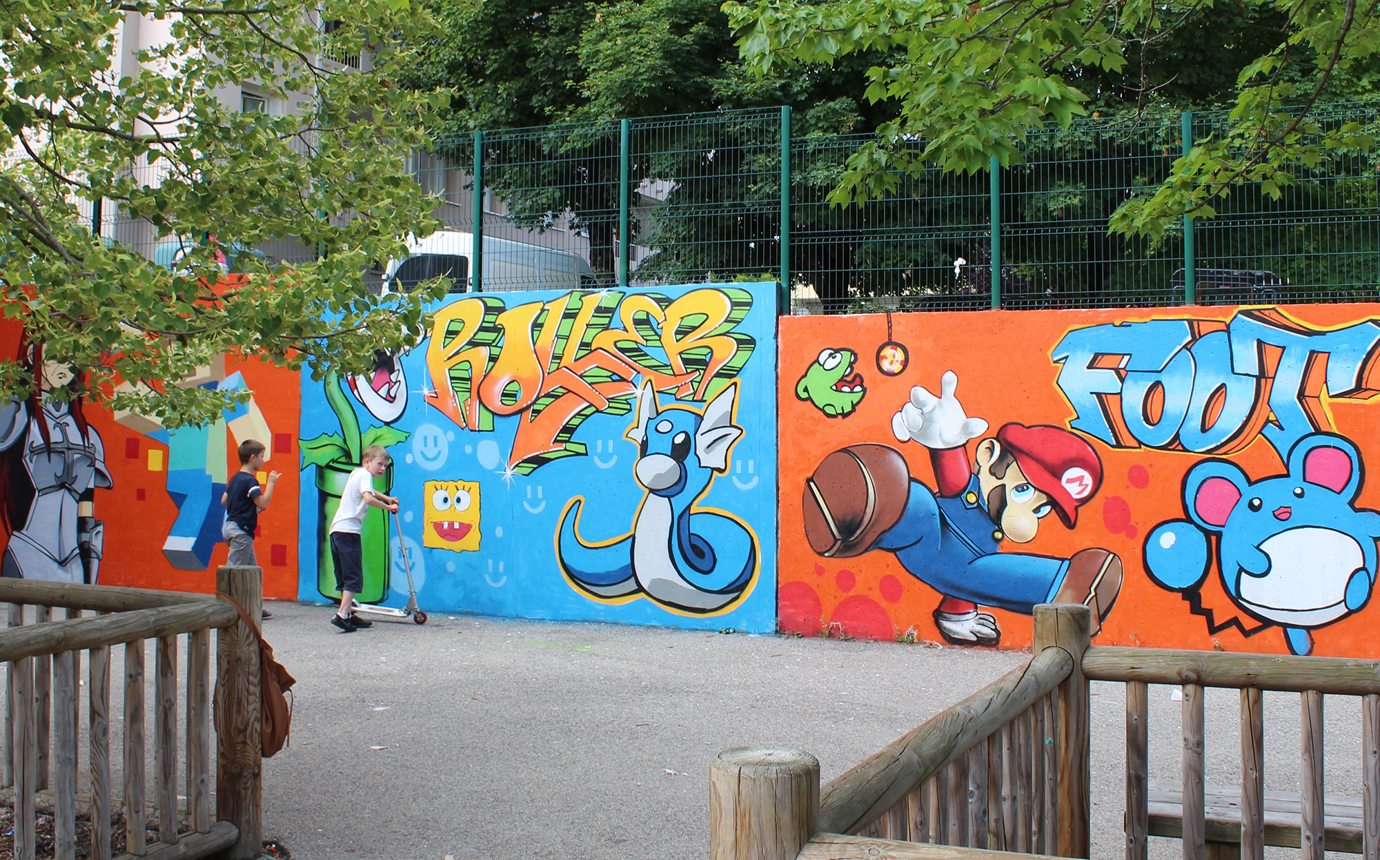 Détail de la fresque — personnage Air/Eau