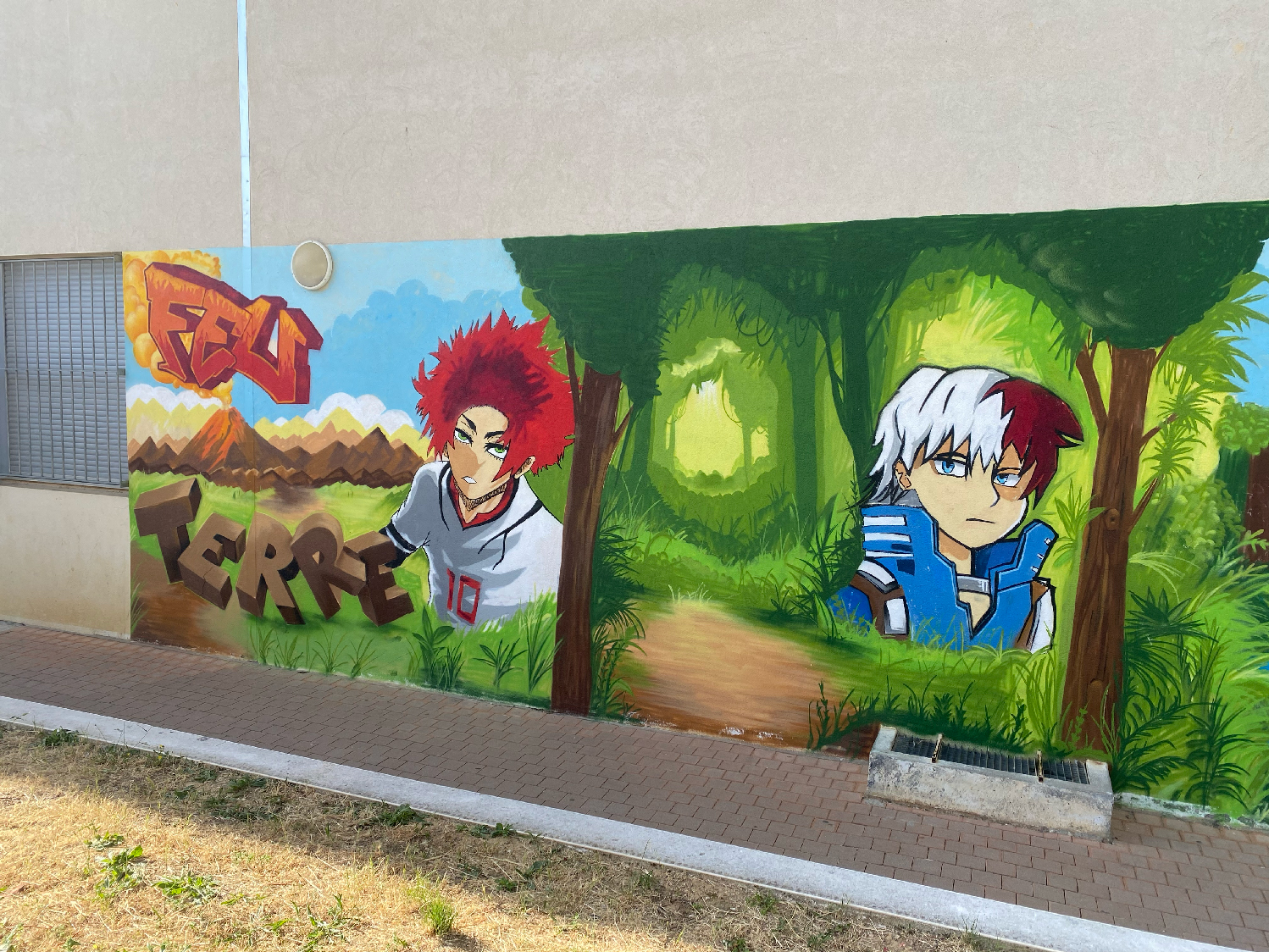 Détail de la fresque — personnage Air/Eau