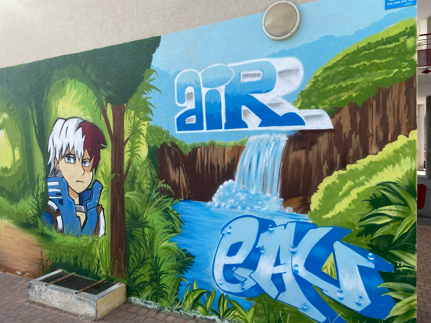 Détail de la fresque — personnage Feu/Terre